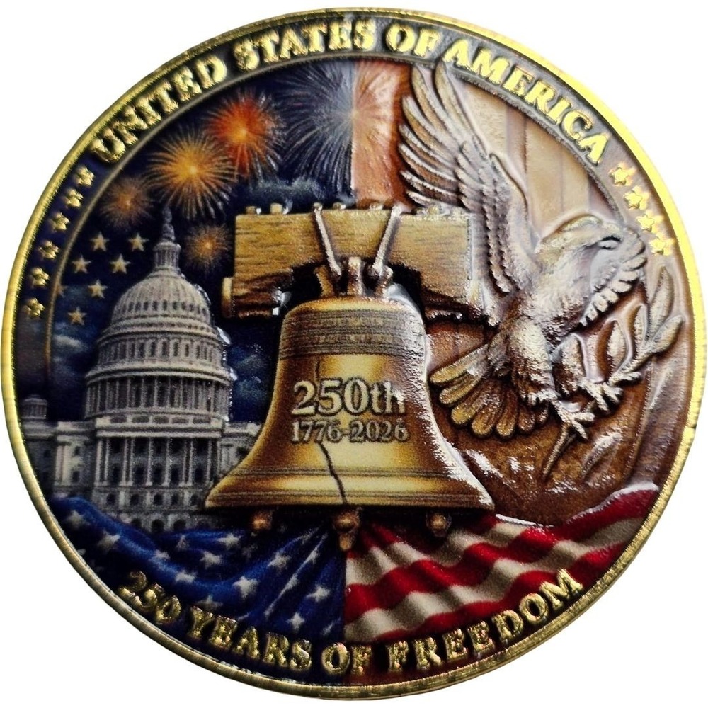 250th United States Anniversary Commemorative Coin 1776-2026 Liberty Bell Eagle - Picture 2 of 8